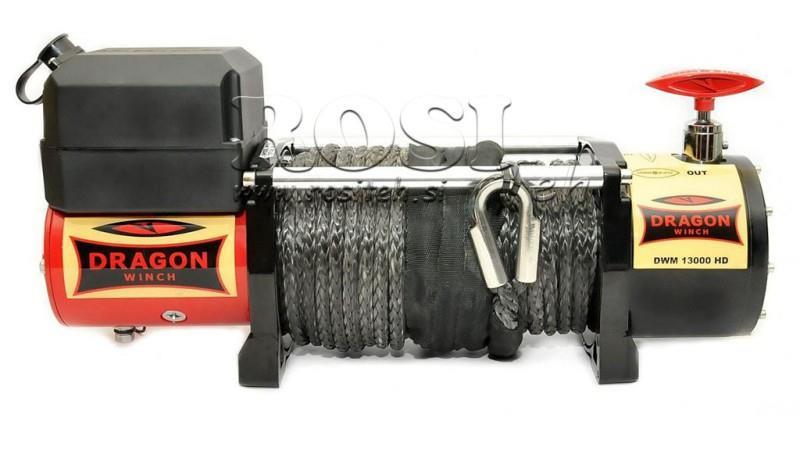 12 V ELEKTRINIS WINCH DWM 13000 HD - 5897 kg - SINTEZINĖ VIRVĖ