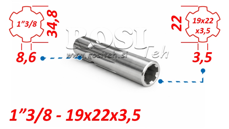 ΠΡΟΣΑΡΜΟΓΕΑΣ P.T.O. 13/8 19x22x3.5 10 δόντια