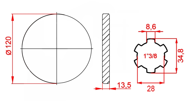 ADAPTER KARDANA Z KOŁNIERZEM 1-3/8 (125 mm)