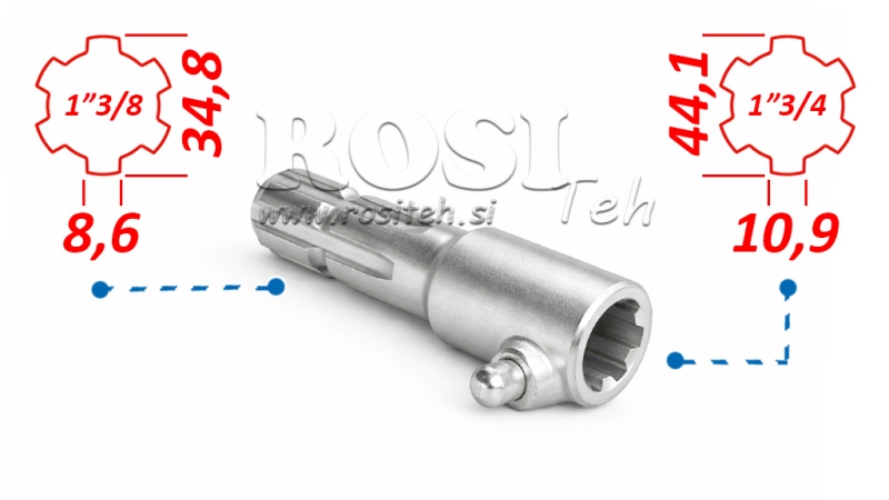 KARDANSKI NASTAVEK Z ZATIČEM iz 1-3/4 na 1-3/8