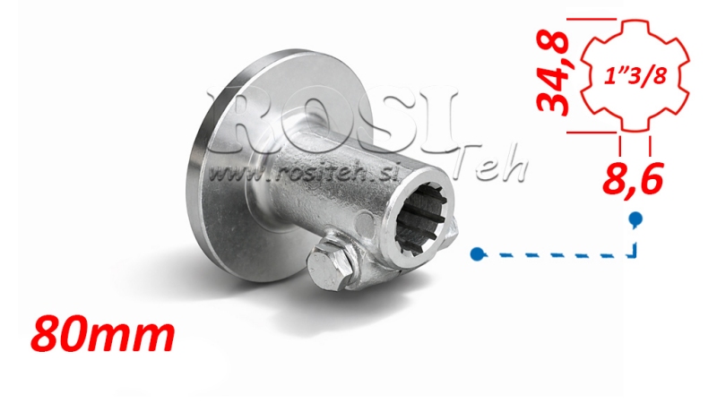 KARDANADAPTER MED FLANS OCH PINNE 1-3/8 (80 mm)