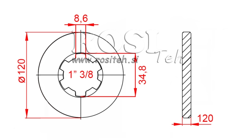 KARDANADAPTER MED FLANS OCH PINNE 1-3/8 (80 mm)