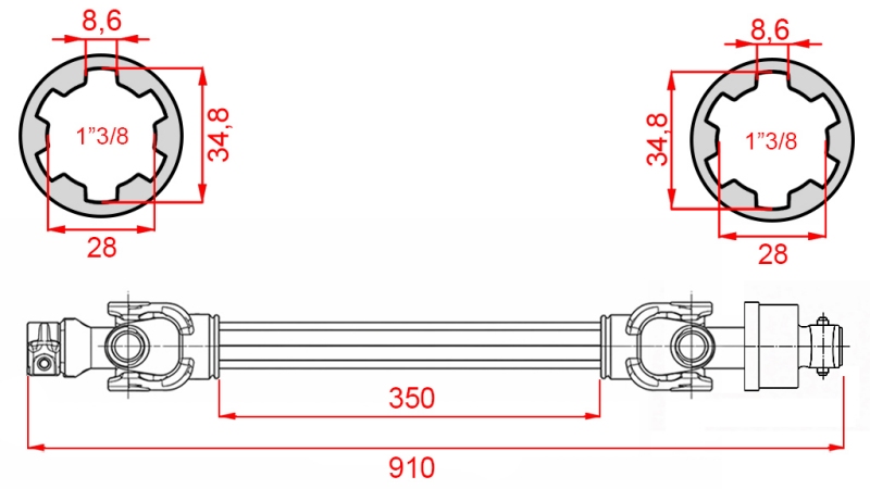 ECO KARDANAKSELI 910mm 30-75HP VAPAAKYTKIMELLÄ
