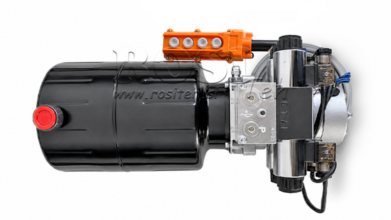 MINI HIDRAVLIČNI AGREGAT 24V DC - 2,2kW = 2,1cc - 8 lit - 2x dvosmerni sklop (kovinski)