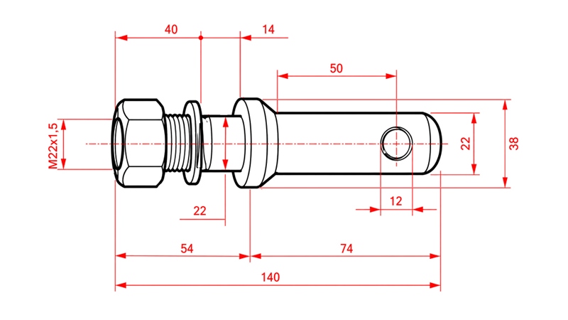 MONTAŽNI KLIN fi22mm Z NAVOJEM M22x1,5