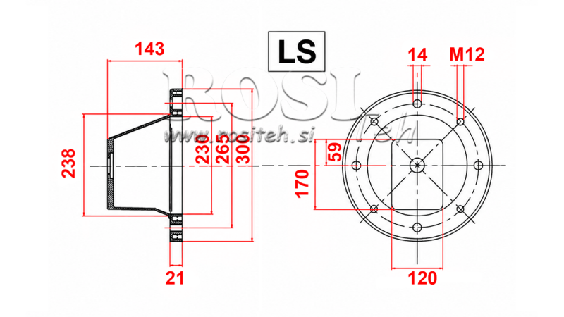 FLANGE HIDRÁULICO - BELL LS300 (EM5,5-9KW/GR2)