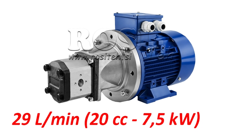HYDRAULICKÁ PUMPA SADA GR.2 20 CCM + ELEKTRICKÝ MOTOR 3-FÁZOVÝ - 7.5 KW (PRŮTOK = 29 LIT/MIN)