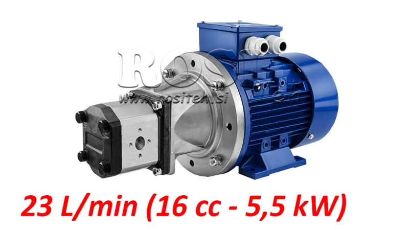 HYDRAULISK PUMP MONTERING GR.2 16 CCM + ELEKTRISK MOTOR 3-FAS - 5.5 KW (FLÖDE = 23 LIT/MIN)