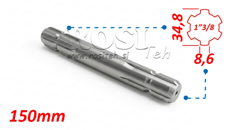 P.T.O. ADAPTER 13/8 BÅDA SIDOR L=150