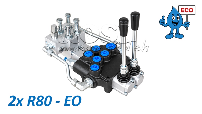 HIDRAULINIS ELEKTRINIS-RANKINIS VOŽTUVAS (BE RITĖIŲ) – 2 SEKCIJŲ SKIRSTYTUVAS 2xR80-EO ECO