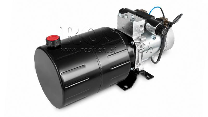MINI HIDRAULINIS JĖGOS BLOKAS 24V DC - 2.2kW = 2.1cc - 8 lit - dvipusis įrenginys (metalinis)