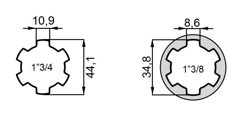 ADAPTADOR P.T.O. 1''3/4 para 1''3/8