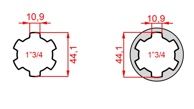ADATTATORE CARDANICO DA 1-3/4 A 1-3/4 (165 mm)