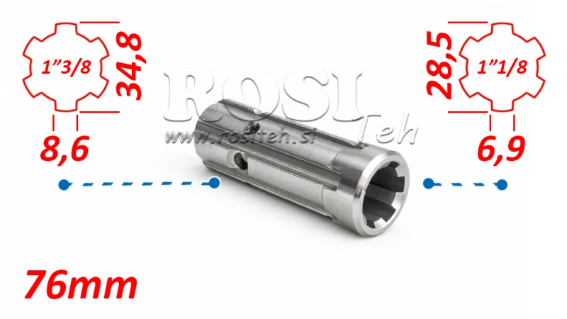 P.T.O. ADAPTER ADAPTER fra 1''1/8 til 1''3/8 L-76mm