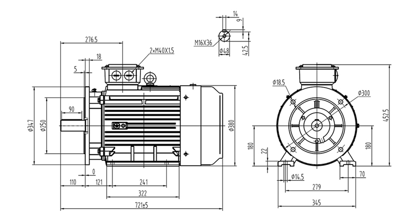 18.5KW-ELEKTRINIS VARIKLIS Y3 180M-4_1470RPM 3FAZĖS KOJOS+FLANŠAS-B3B5