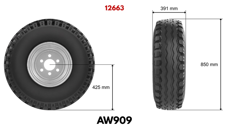 15.0/55-17 PNEUMATIC AW909 14PL WITH RIM 13,00X17