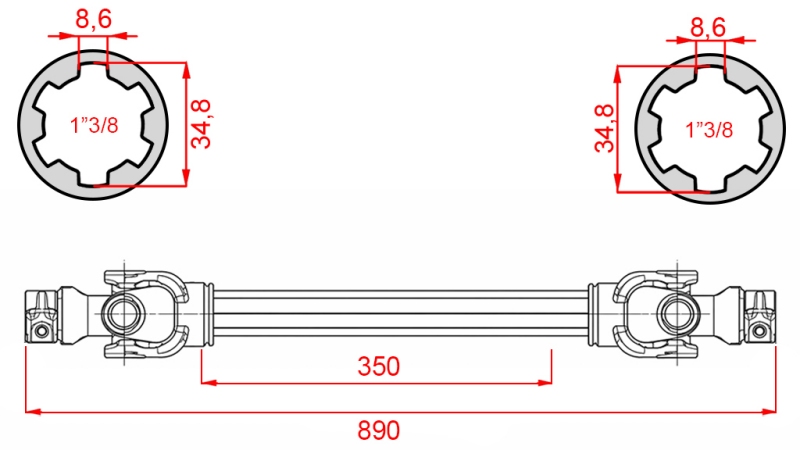 AX CARDANIC ECO 890mm 30-75HP STANDARD