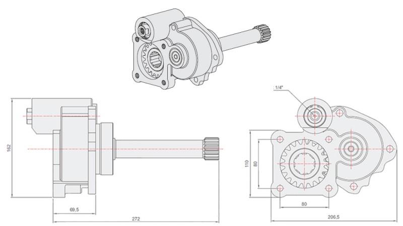 Techninis brėžinys HIDRAULINĖS PUMPOS - MERCEDES G3/65-90 UNIMOG