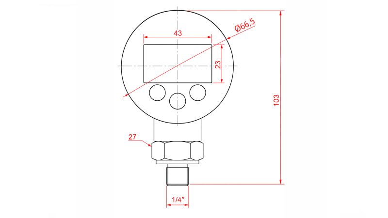SKAITMENINIS MANOMETRAS DN63 VERTIKALUS 0 - 600 BAR - 1/4