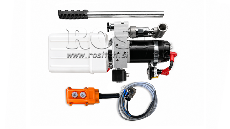 MINI HIDRAULINIS MODULIS 24V DC - 0.8KW = 0.5CC - 1.5 LITRO - VIENO VEIKIMO MODULIS (PVC) SU MANUALINE PUMP