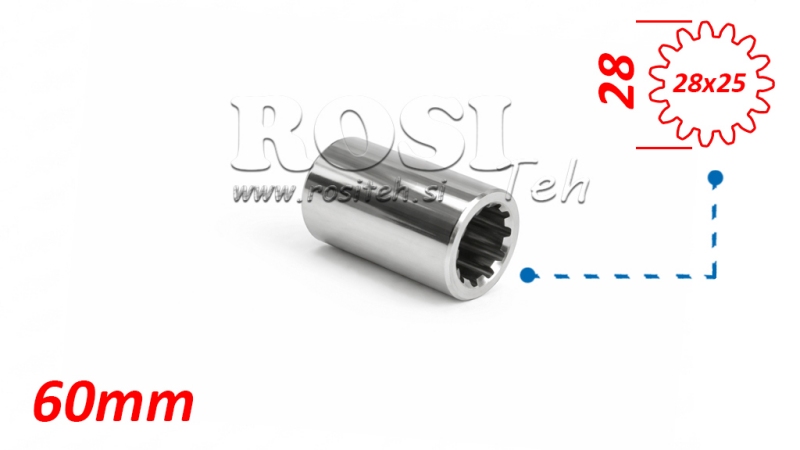 KARDANSKI NASTAVEK PUŠA 28x25 (15 zob) (60 mm)