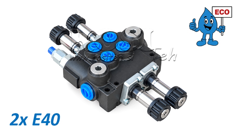 HIDRAULINIS ELEKTROMAGNETINIS VOŽTUVAS (BE RITĖIŲ) – 2 SEKCIJŲ SKIRSTYTUVAS 2xE40 ECO