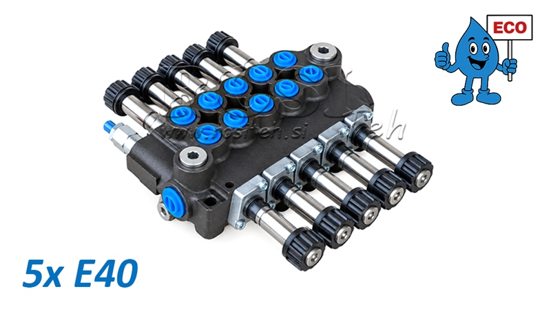 HIDRAULINIS ELEKTROMAGNETINIS VOŽTUVAS (BE RITĖIŲ) – 5 SEKCIJŲ SKIRSTYTUVAS 5xE40 ECO