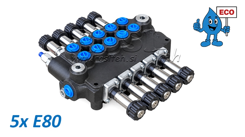 HIDRAULINIS ELEKTROMAGNETINIS VOŽTUVAS (BE RITĖIŲ) – 5 SEKCIJŲ SKIRSTYTUVAS 5xE80 ECO