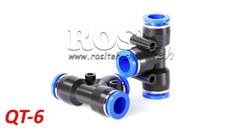 PNEVMATSKI VTIČNI T PRIKLJUČEK TPA BREZ NAVOJA QT-6