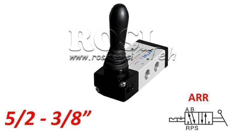 PNEUMATINIS MANUALUS VOŽTUVAS 5/2 3/8 PRT-0852-ARR MANUALUS GRĄŽINIMAS