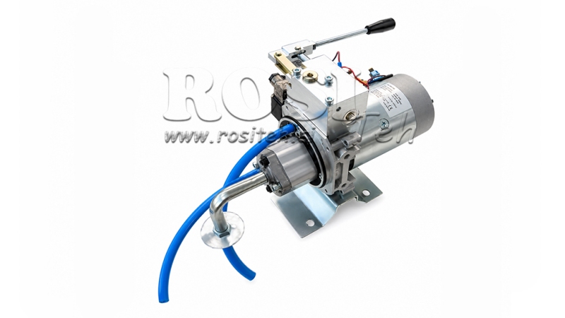 MINI HIDRAULIKUS EGYSÉG 12V DC - 1,6kW = 2,1cc - 8 lit - egyirányú egység KÉZI SZIVATTYÚVAL