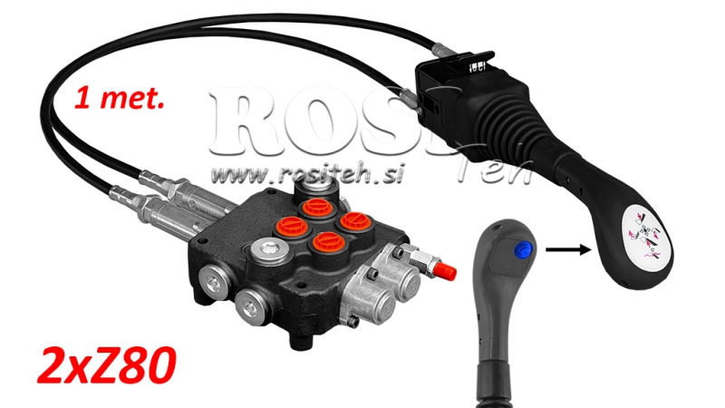 JOYSTICK 1x PAINIKE - BOWDEN VAIJERI 1 m + HYDRAULINEN VENTTIILI 2xZ80