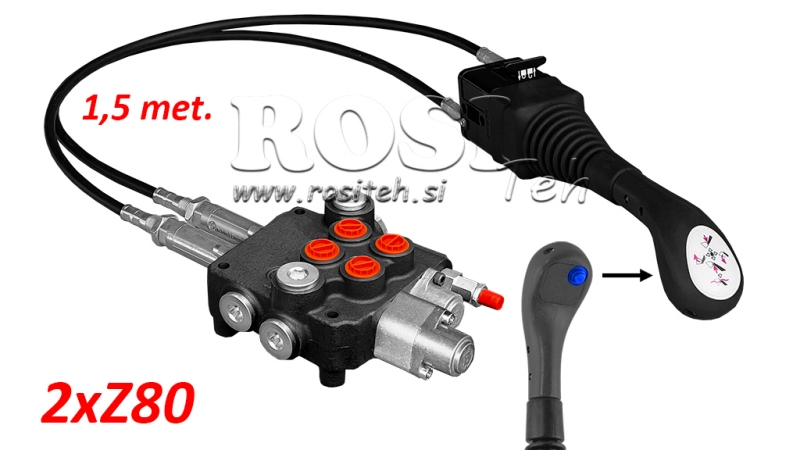 JOYSTICK 1x PULSANTE - CAVO BOWDEN 1,5 m + VALVOLA IDRAULICA 2xZ80 + FUNZIONE FLOTTANTE