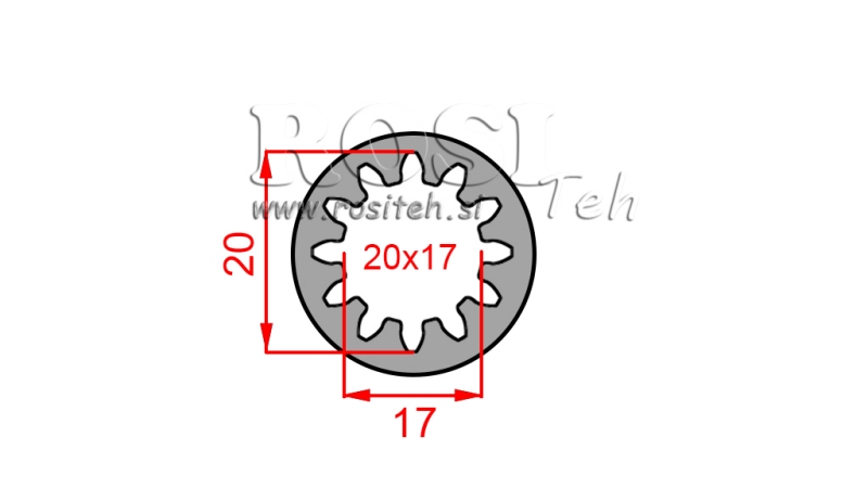 ADAPTOR CARDANIC BUȘĂ 20x17 (12 CANELURI) (55 mm)