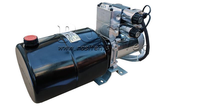 MINI HIDRAULINIS AGREGATAS 12V DC - 1.6kW = 2.1cc - 8 lit - 2x dvipusis surinkimas (metalinis)