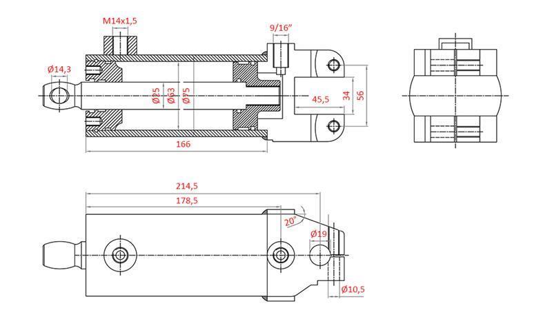 HIDRAULINIS VALDYMO CILINDRAS MASSEY FERGUSON OEM-1605121M91, 1605121M92 532193M91, 3773711M91