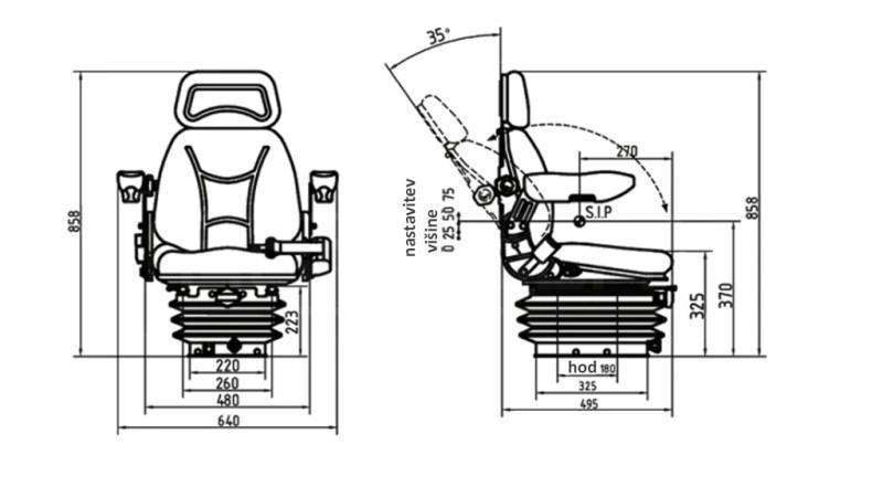 SIÈGE UNIVERSEL POUR TRACTEURS ET MACHINES AVEC ACCOUDOIRS CONFORT