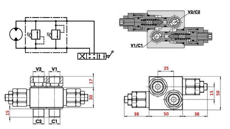 HYDRAULICKÝ REGULÁTOR TLAKU 20-130 BAR PRE HYDROMOTOR MM