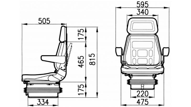 ASSENTO DE TRACTOR PNEUMÁTICO FEITO DE COURO SINTÉTICO COM APOIO DE BRAÇO