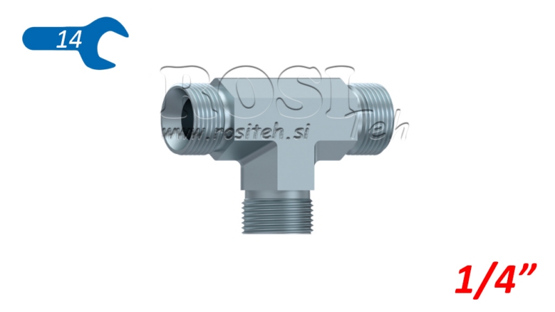 PIÈCE EN T HYDRAULIQUE BSP MALE-MALE 1/4