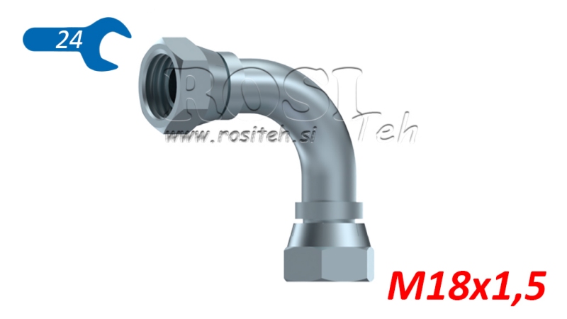 HÜDRAULILINE NURK 90° NAINE-NAINE M18X1.5