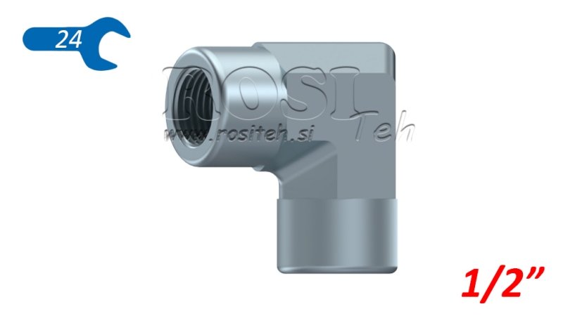 HIDRAULINIS KAMPAS 90° TRUMPAS MOTERIS-MOTERIS 1/2