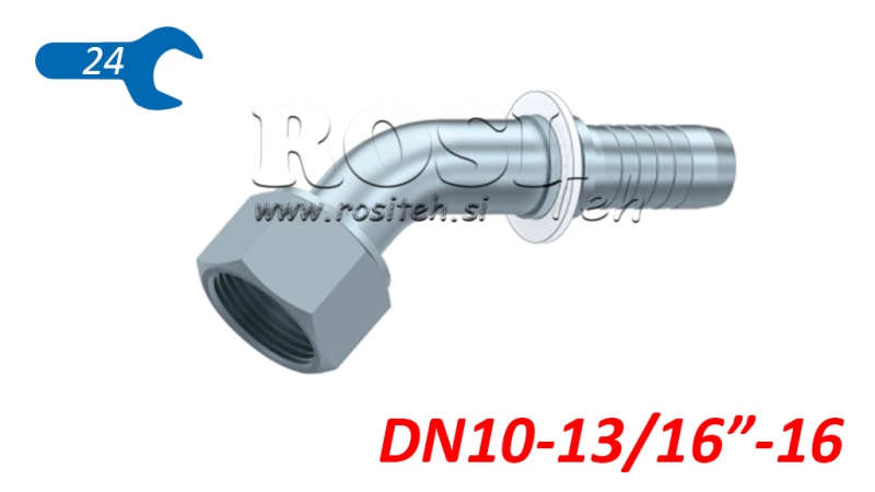 HÜDRAULINE ÜHENDUS DKORFS NAINE KÜLV 45° DN10-13/16-16