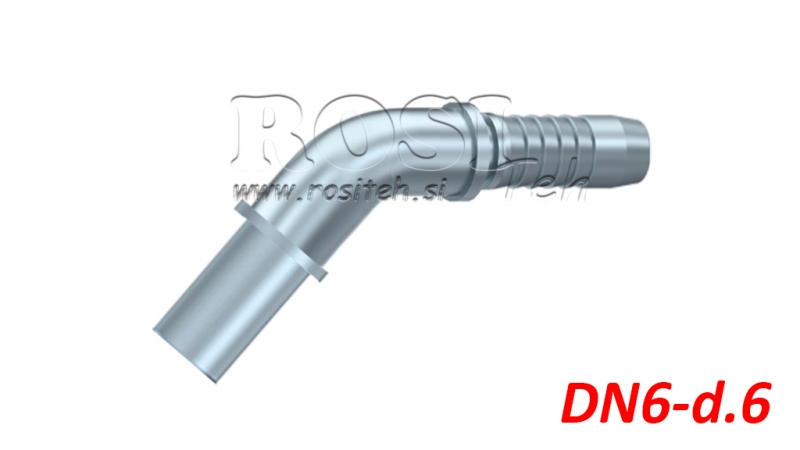 HIDRAULIKUS CSŐÁTMENETI KÖNYÖK CSATLAKOZÓ 45° DN6-d.6