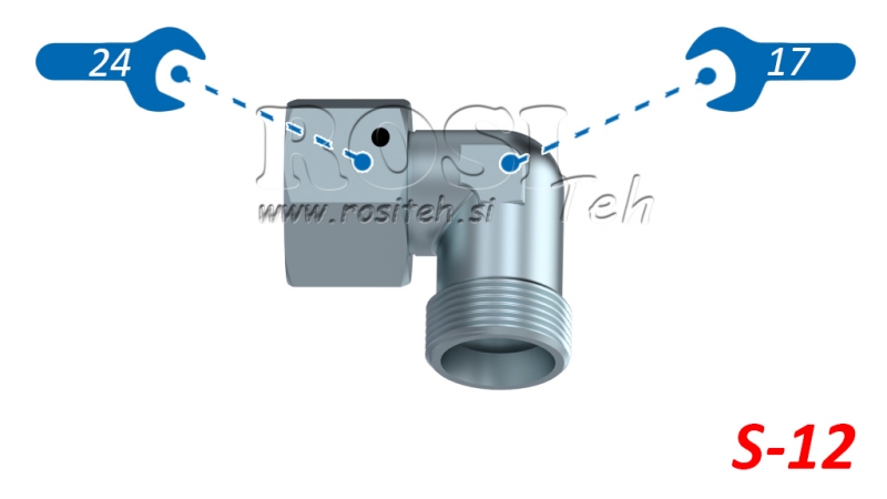 CODO HIDRÁULICO 90° S-12 CON TUERCA GIRATORIA M20X1,5