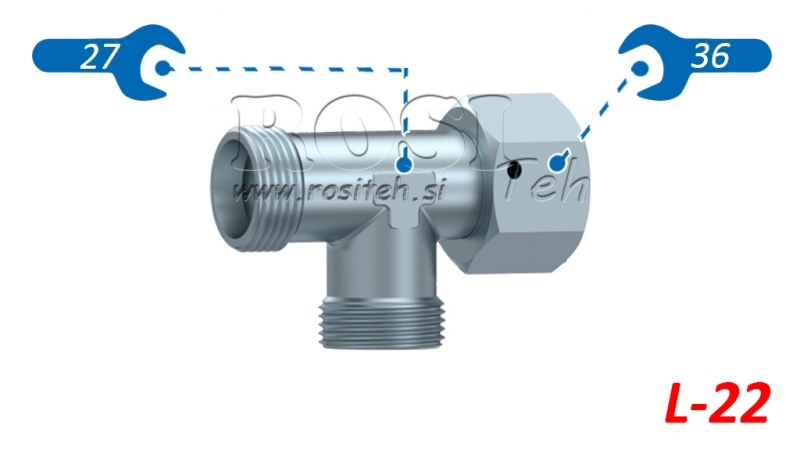 TRÓJNIK HYDRAULICZNY L-22 Z BOCZNĄ NAKRĘTKĄ OBROTOWĄ M30X2