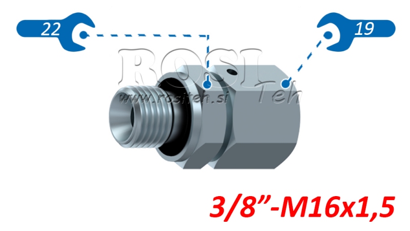 HIDRAULINIS ĮSUKAMAS ADAPTERIS AOVR ED BSP 3/8-(10L) M16X1,5