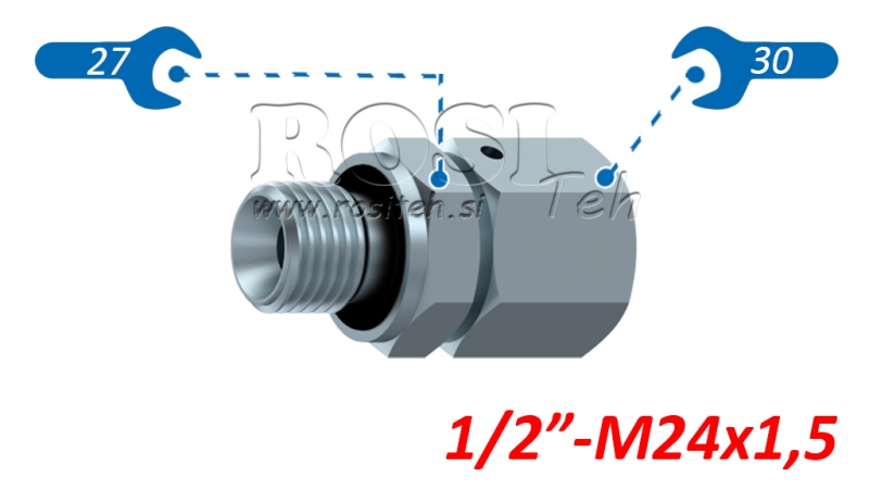 HIDRAULINIS ĮSUKAMAS ADAPTERIS AOVR ED BSP 1/2-(16S) M24X1,5