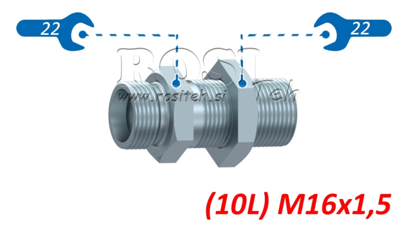 CONECTOR HIDRAULIC DUBLU DE TRECERE (10L) M16X1,5