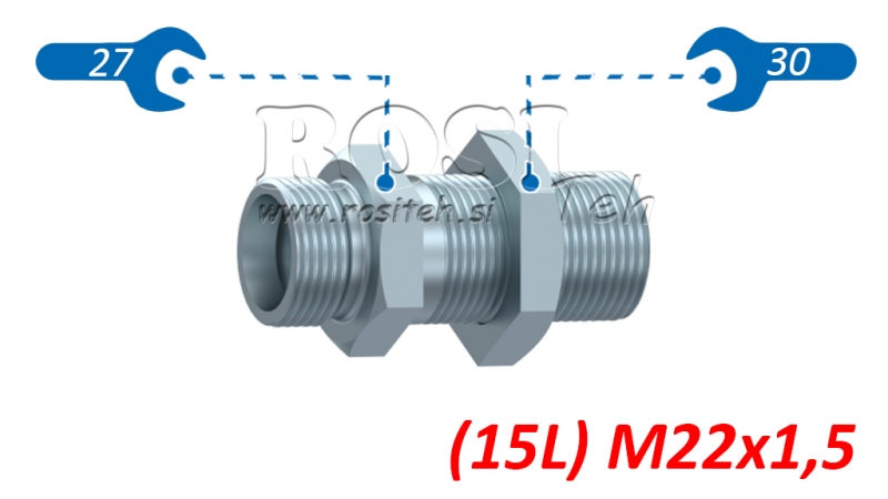HIDRAULINIS PERĖJIMO DVIGUBA JUNGTIS (15L) M22X1,5